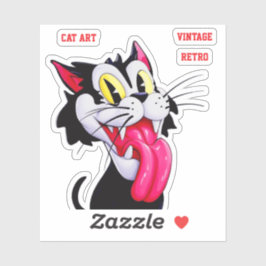 KATZE KUNST VINTAGE RETRO AUFKLEBER