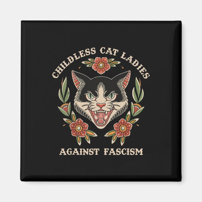 Katze Lady Against Faschismus Feminist Funny Cat 2 Magnet (Vorne)