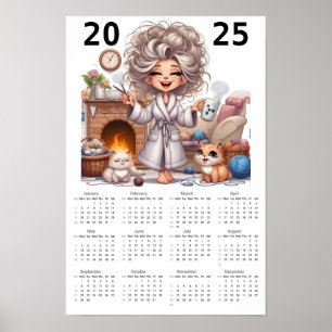 Katze Lady and Cats 2025 Kalender Poster
