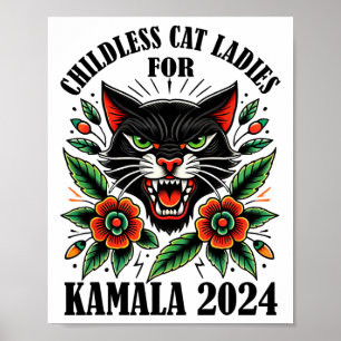 Katze Lady für Kamala Harris 2024 Poster