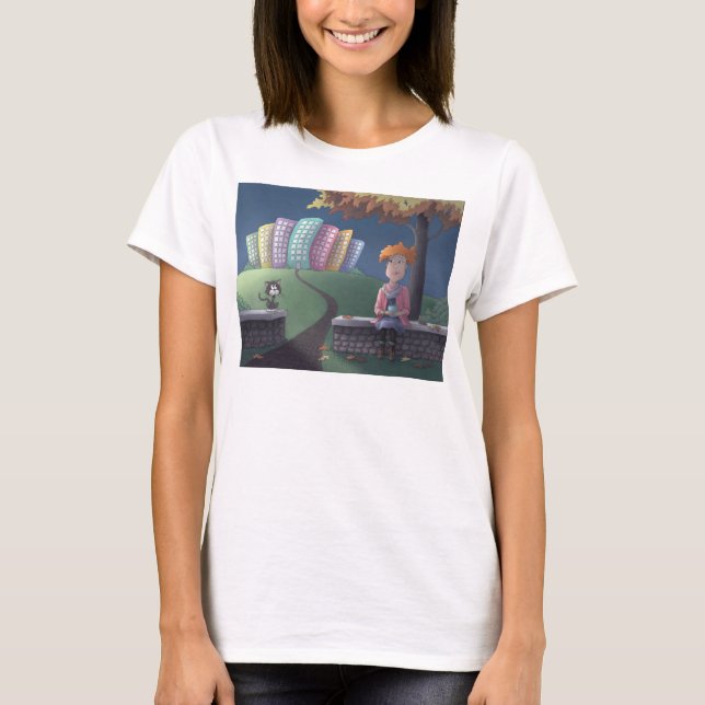 Katze Lady im Park T - Shirt (Vorderseite)