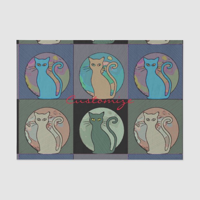 Katze Lady Multi Cats Sitting Thunder_Cove Seidenpapier (Vorderseite)