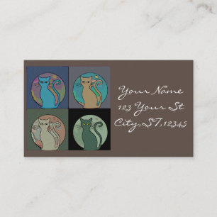 Katze Lady Multi Cats Sitting Thunder_Cove Visitenkarte