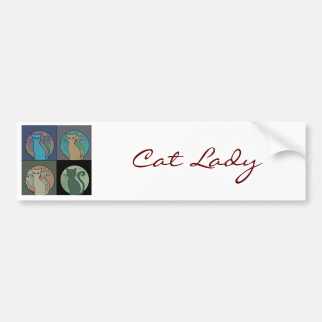 Katze Lady Multi Cats Sitzen Thunder_Cove Autoaufkleber (Vorne)
