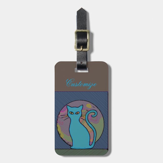 Katze Lady Multi Cats Sitzen Thunder_Cove Gepäckanhänger (Vorderseite vertikal)