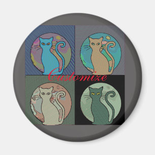 Katze Lady Multi Cats Sitzen Thunder_Cove Magnet