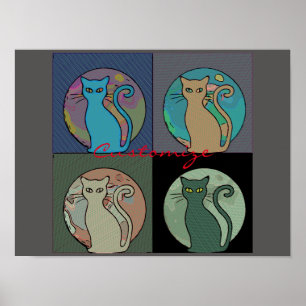 Katze Lady Multi Cats Sitzen Thunder_Cove Poster