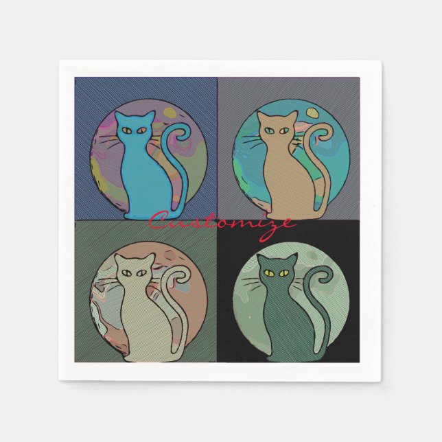 Katze Lady Multi Cats Sitzen Thunder_Cove Serviette (Vorderseite)