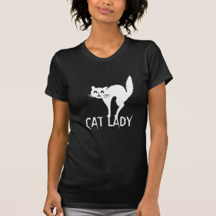Katze Lady Typografie spukhafte lustige Katze schw T-Shirt
