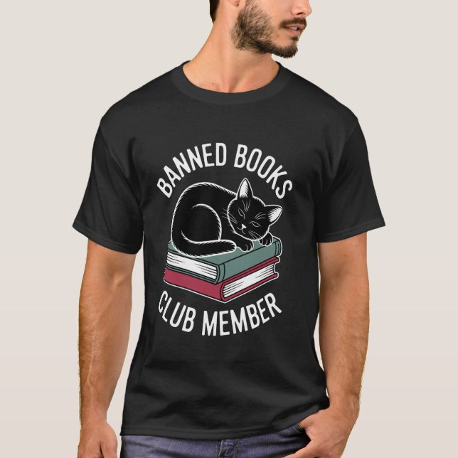 Katze las verbotene Bücher T-Shirt (Vorderseite)
