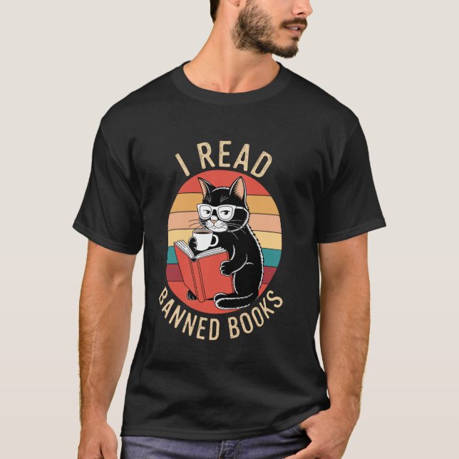 Katze las verbotene Bücher T-Shirt (Vorderseite)
