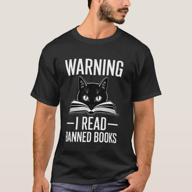 Katze las verbotene Bücher T-Shirt (Vorderseite)