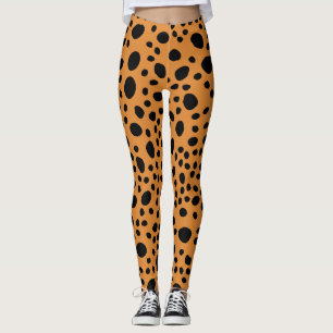 Katze Leopardenfell-Muster Orange Dunkle Punkte Ti Leggings