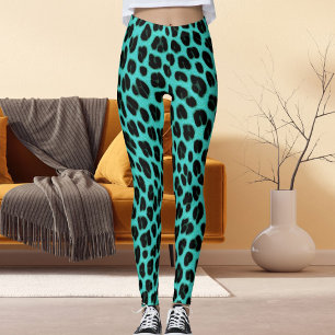 Katze Leopardenfell Punkte Muster Blau Schwarz Tie Leggings
