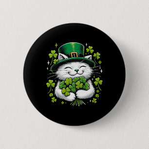 Katze Leprechaun Kleeblatt St. Patrick's Day Fraue Button