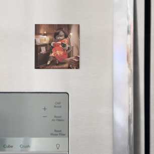 Katze lesen in Cheongsam Magnet