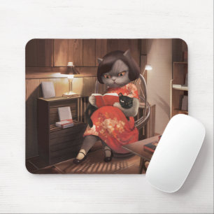 Katze lesen in Cheongsam Mousepad