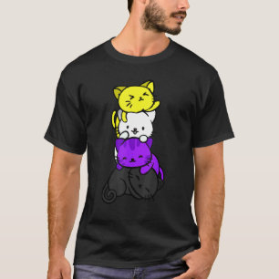 Katze LGBTQ Regenbogen LGBT Nonbinary Pride-Flagge T-Shirt