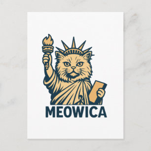 Katze Liberty Meowica Patriotische Feline Freiheit Feiertagspostkarte