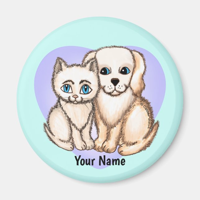 Katze Lieben Hund Magnet (Vorne)