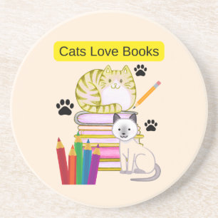 Katze liebt Bücher Getränkeuntersetzer