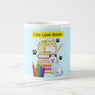 Katze liebt Bücher Jumbo-Tasse