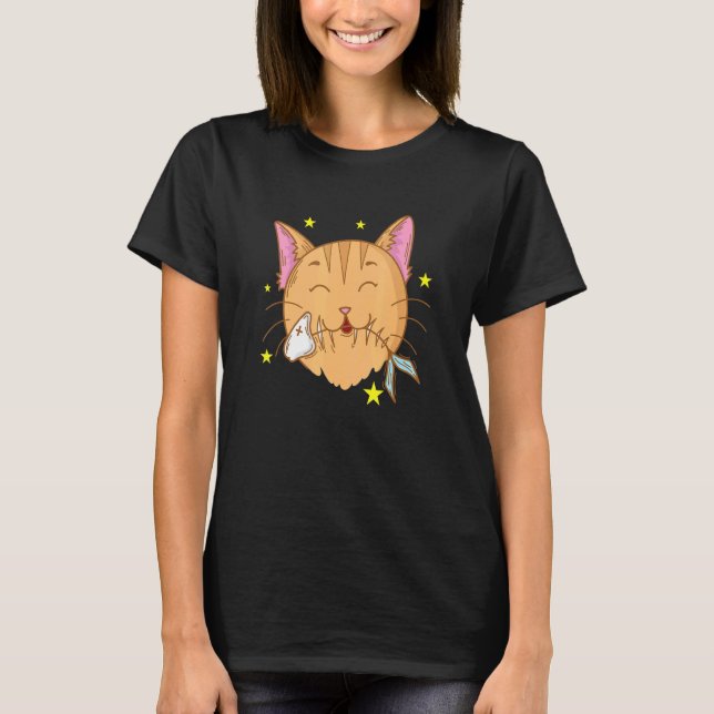 Katze liebt Fisch und Futter T-Shirt (Vorderseite)