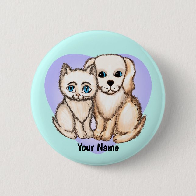 Katze liebt Hund TBA   Button (Vorderseite)