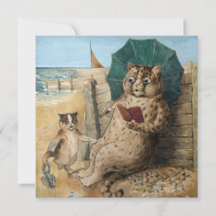 Katze liest ein Buch von Louis Wain Dankeskarte