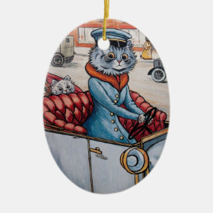 Katze Louis Wain Chaffeur Weihnachten Keramikornament