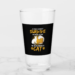 Katze Lover einen Mann mit Bier und Katze Glas