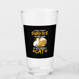 Katze Lover einen Mann mit Bier und Katze Glas