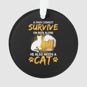 Katze Lover einen Mann mit Bier und Katze Ornament