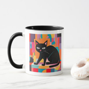 Katze Lover, farbenfrohe geometrische Feline Tasse