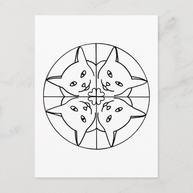 Katze Lover Kaleidoskop Katzen Herz Postkarten (Vorderseite)