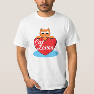 Katze Lover Orange Cartoon Katze mit rotem Herzen T-Shirt