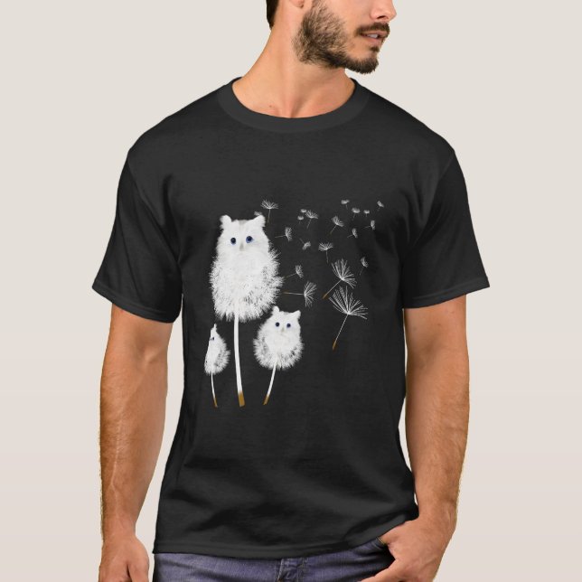 Katze Löwenzahn Blume Katze T-Shirt (Vorderseite)
