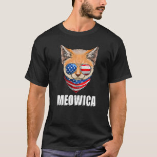 Katze Luchs 4. Juli Amerikanische Flagge USA T-Shirt