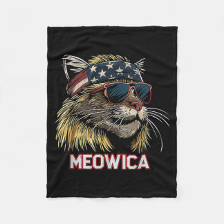 Katze - Lustiger 4. Juli Amerikanische Flagge Mutt Fleecedecke