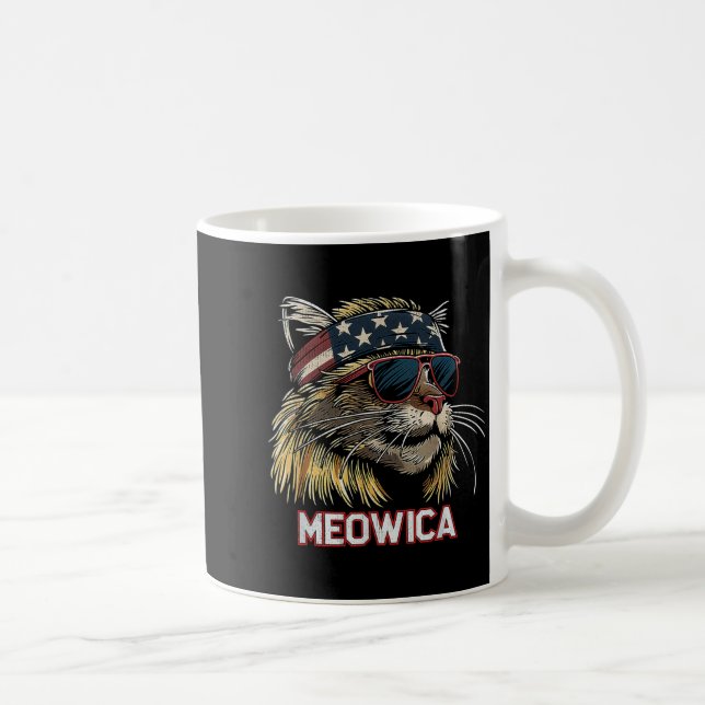 Katze - Lustiger 4. Juli Amerikanische Flagge Mutt Kaffeetasse (Rechts)