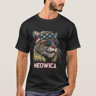 Katze - Lustiger 4. Juli Amerikanische Flagge Mutt T-Shirt