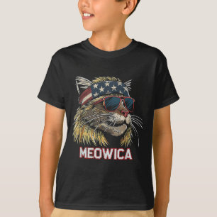 Katze - Lustiger 4. Juli Amerikanische Flagge Mutt T-Shirt