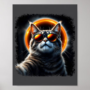 Katze macht Selfie mit Sonnenfinsternis 2025 Lusti Poster