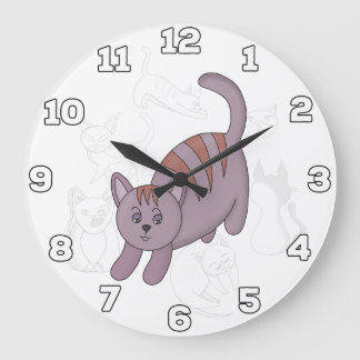 Katze macht sich bereit zu springen große wanduhr