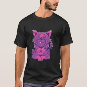 Katze macht Yoga Lotus-Pose Lustige Meditationsgra T-Shirt