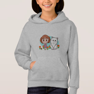Katze, Mädchen und Tulpen Hoodie