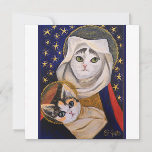 Katze Madonna und Kind, heilige Familie, Weihnacht Feiertagskarte