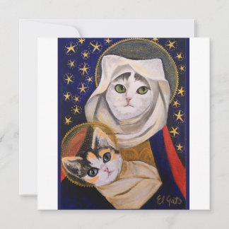 Katze Madonna und Kind, heilige Familie, Weihnacht Feiertagskarte
