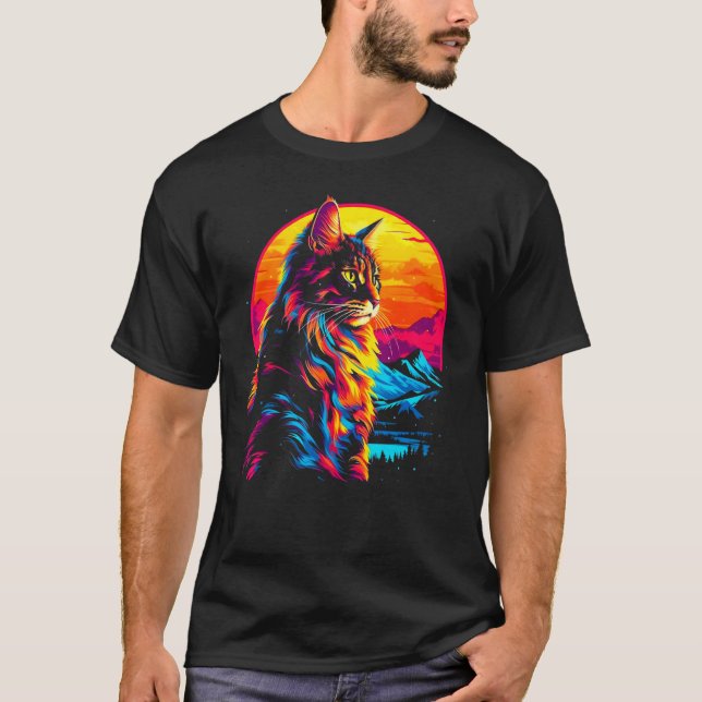 Katze Maine Coon T-Shirt (Vorderseite)