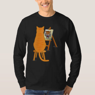 Katze malt Löwe Künstlerische Tiere Grafik Kunst T-Shirt